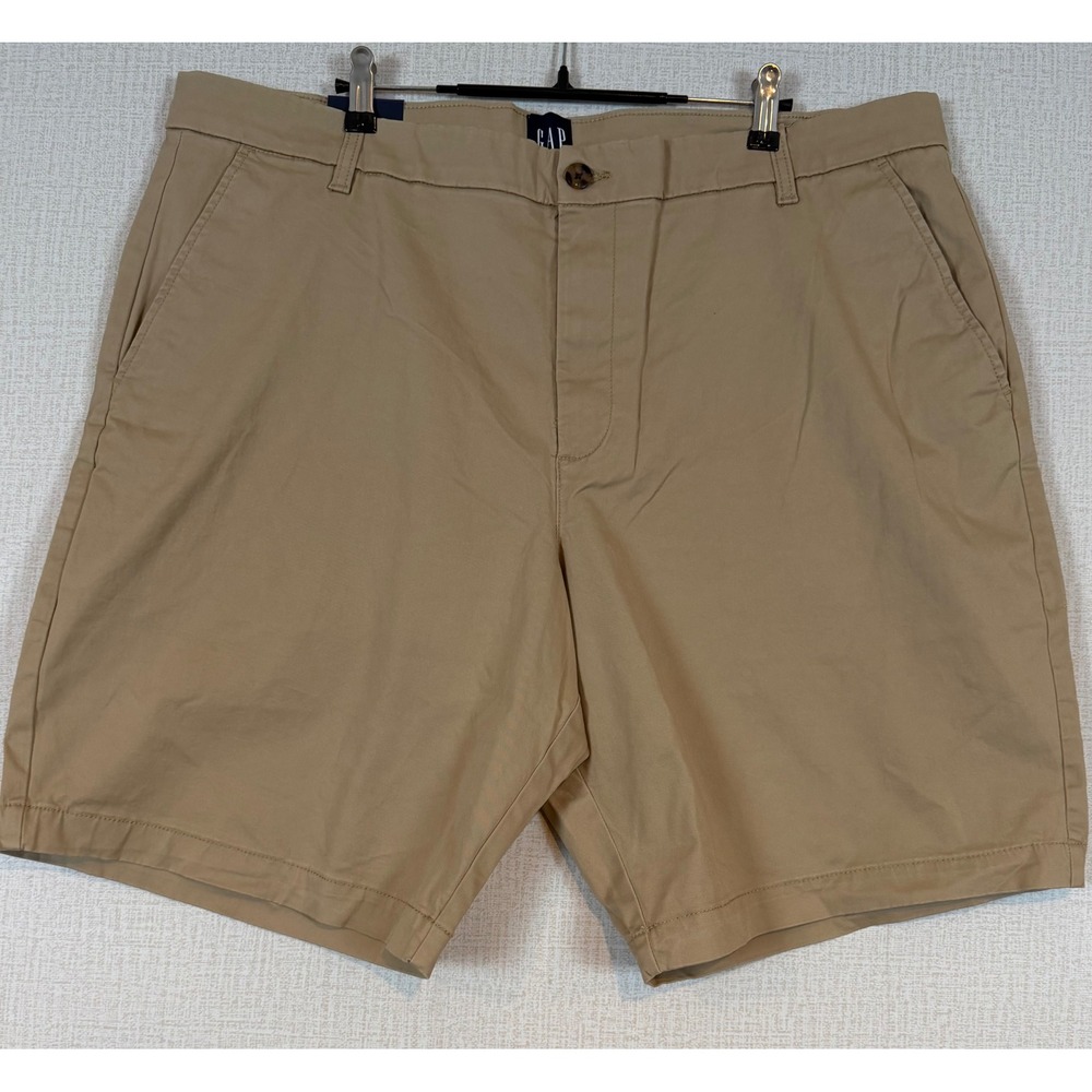 NWT Gap Mens Flat Front Shorts Khaki Tan Stretch Cotton Chino Size 40 Golf Prep